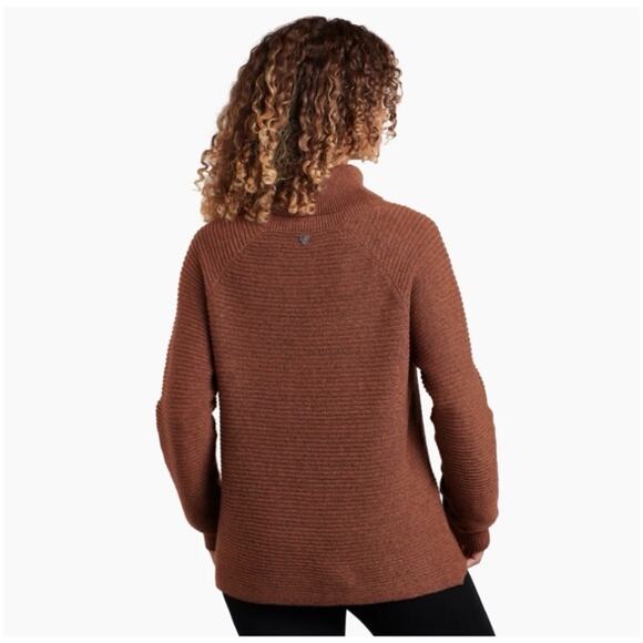 Kuhl Women’s Sz L Brown Ribbed Sweater Solace Cowl Neck Long Sleeve - Picture 2 of 13
